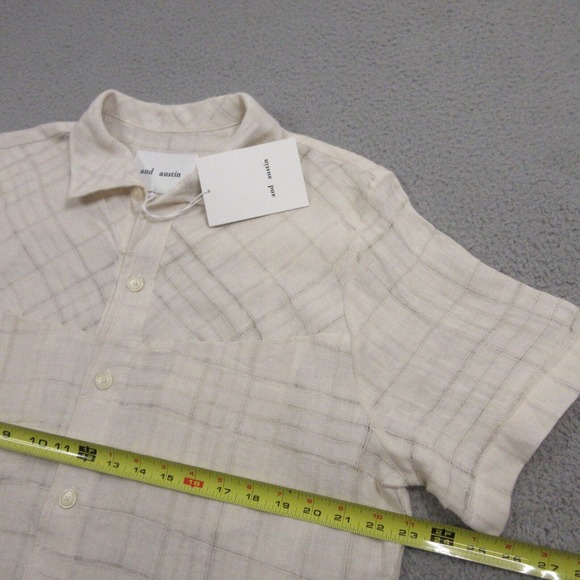 and austin Mens Linen Button Up‎ Shirt size L Short Sleeve Resort Vacation - Picture 7 of 8